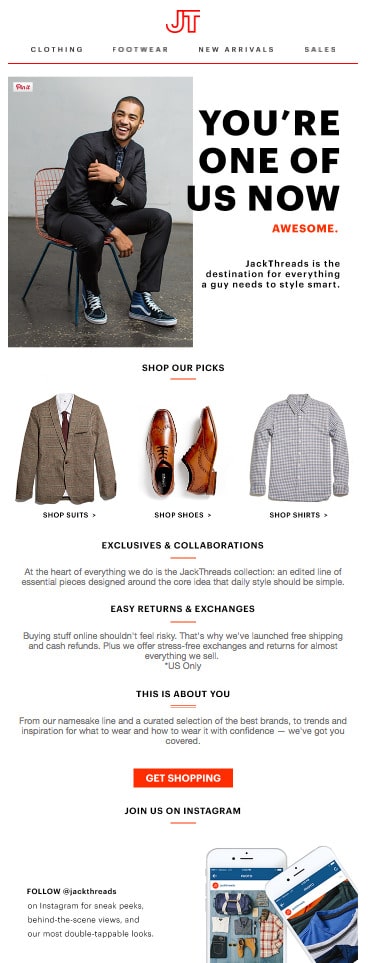 JackThreads welcome email example