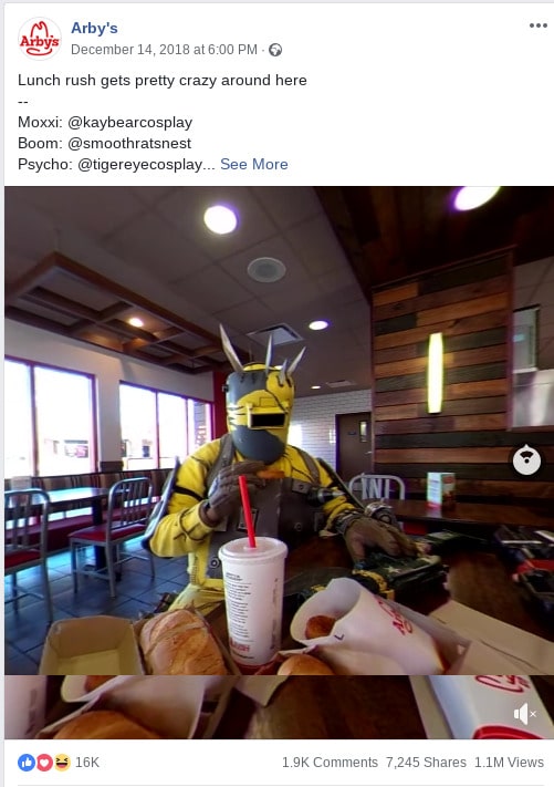 Arby's humor example on facebook