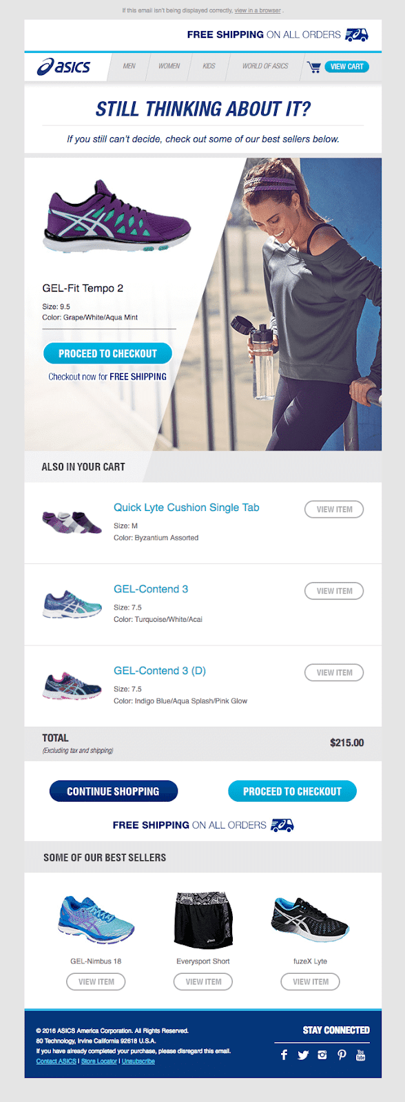 Another great way you can personalize your emails is by using your subscriber’s browsing data. Here’s a great example by Asics below:
