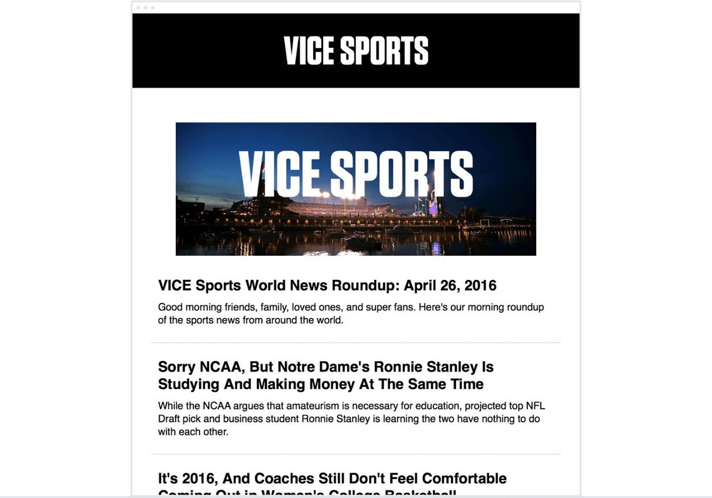 Take this example from Vice Sports—they include a variety of information that their readers may find interesting. What they don’t do is give it all away, enticing the reader to click the links to learn more.