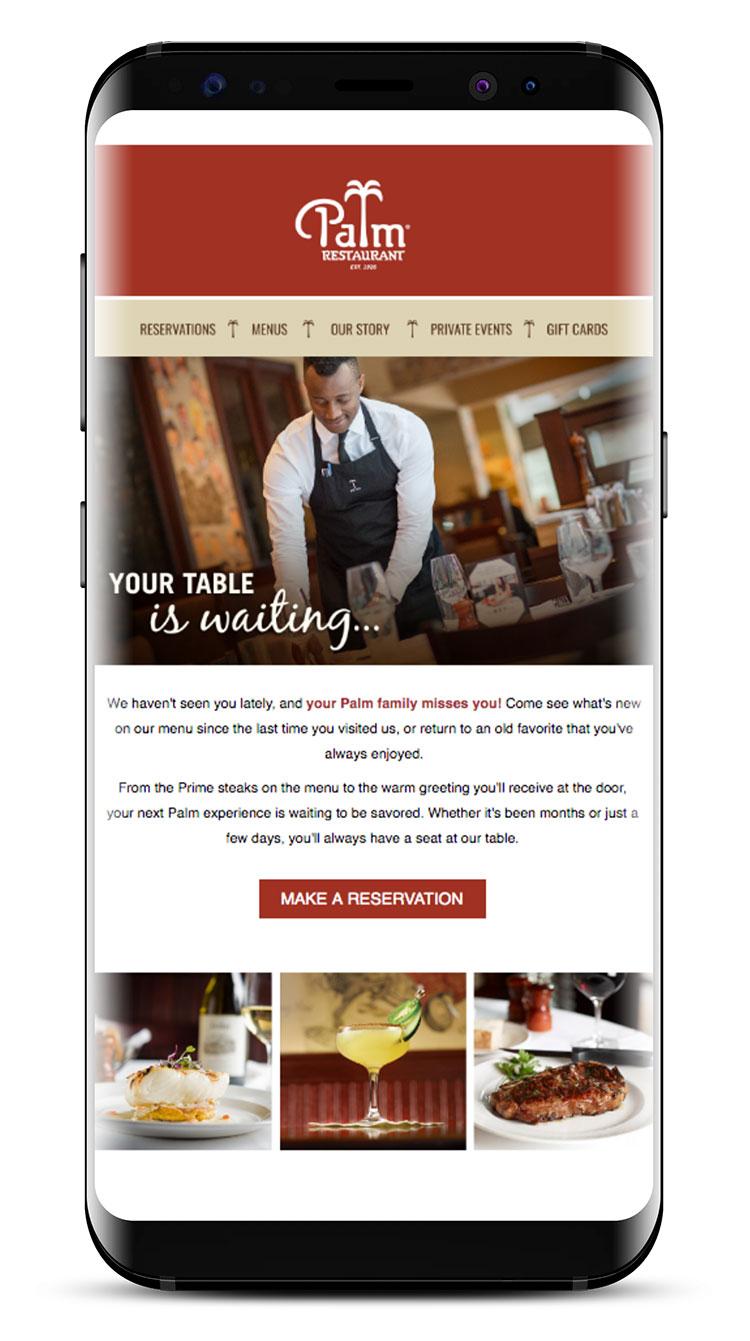 Once you have transferred your OpenTable data into your Venga integration, you can then start using your customer data to personalize your email campaigns better, much like The Palm’s did in their “We Miss You” campaign.