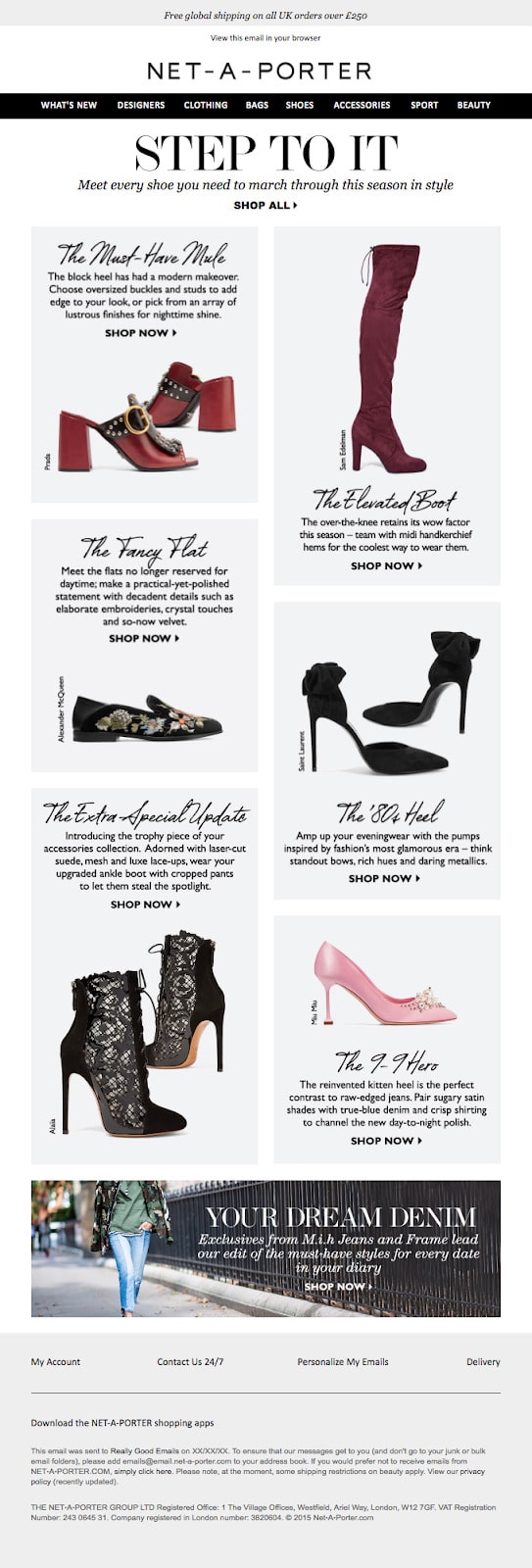 Another great reason to use web-fonts is that they help you create and portray a brand’s online personality. Here’s a great example from Net-A-Porter.