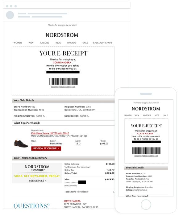 Nordstrom confirmation email