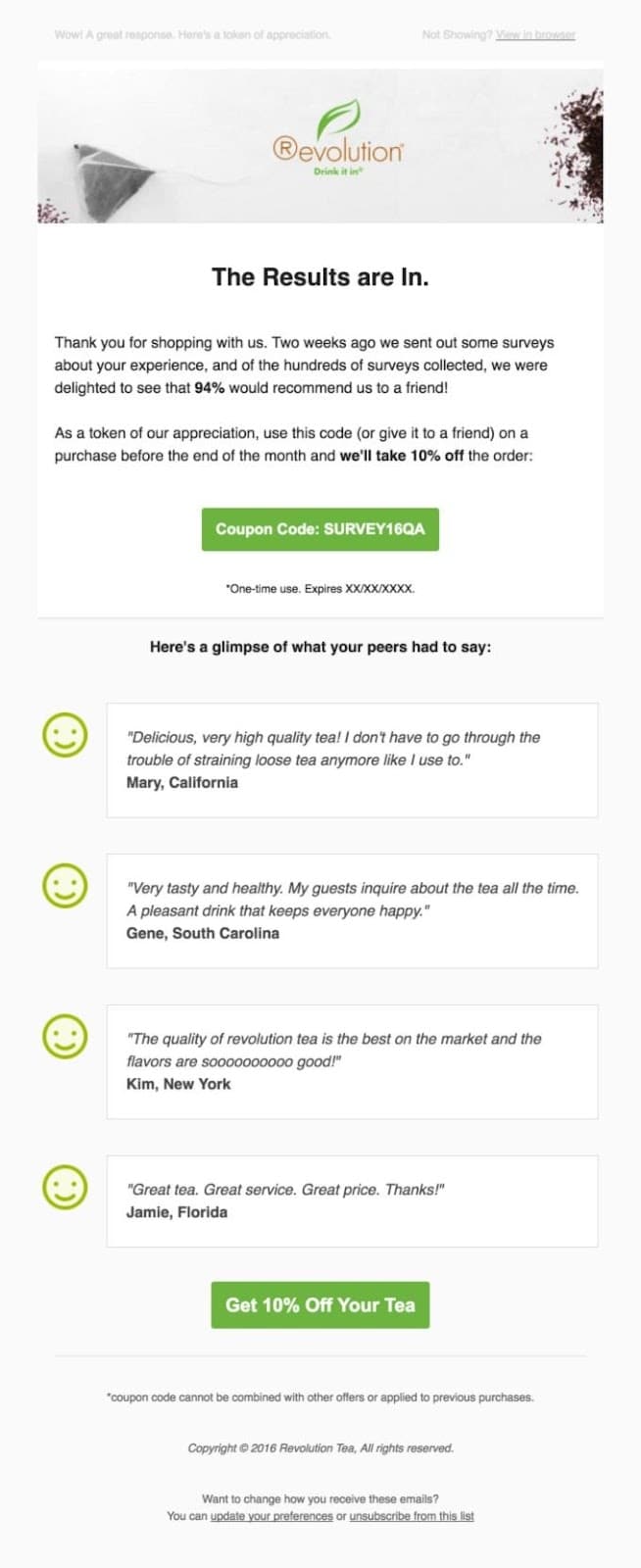 Display your consumer reviews right in your email messages