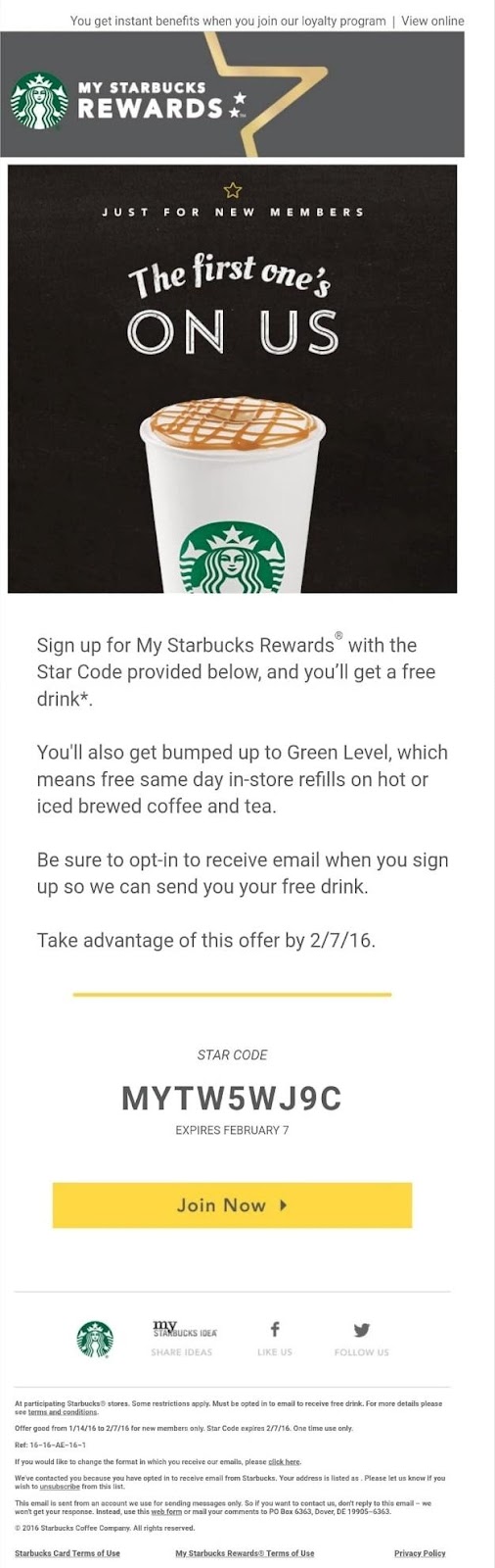 Starbucks franchise examples for advertising programs, customer loyalty, and referral programs