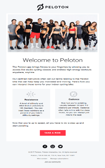 Peloton email campaign example