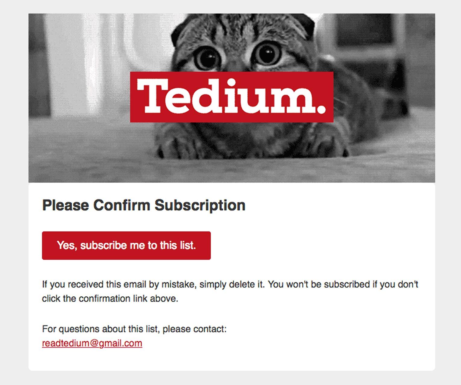 Email example from Tedium