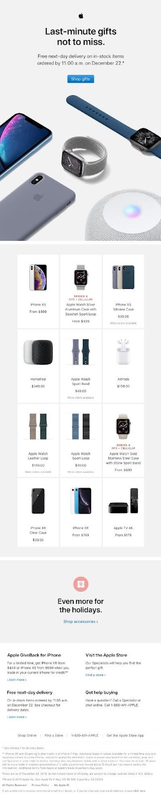 Apple last minute gift ideas email example