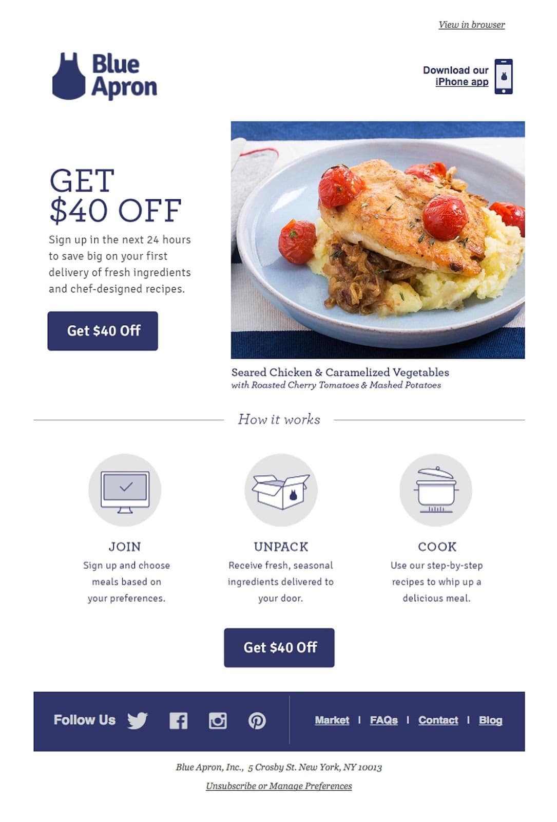 Blue Apron unsubscribe example