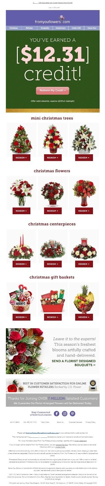 fromyouflowers.com holiday email campaign