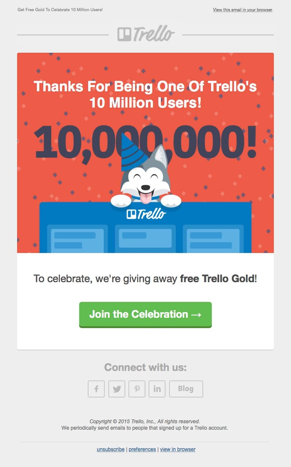 Trello welcome email example