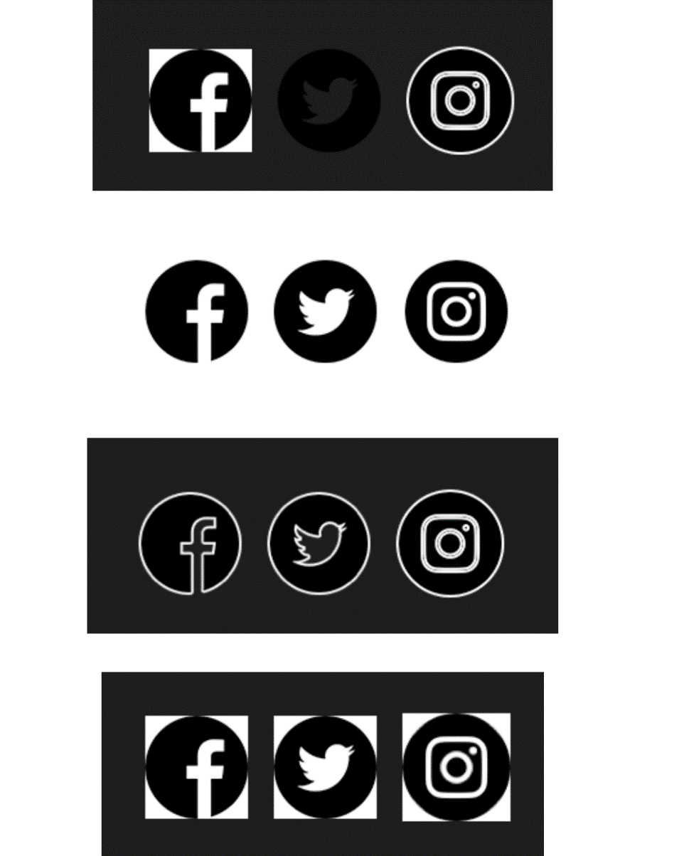 social media icons dark mode