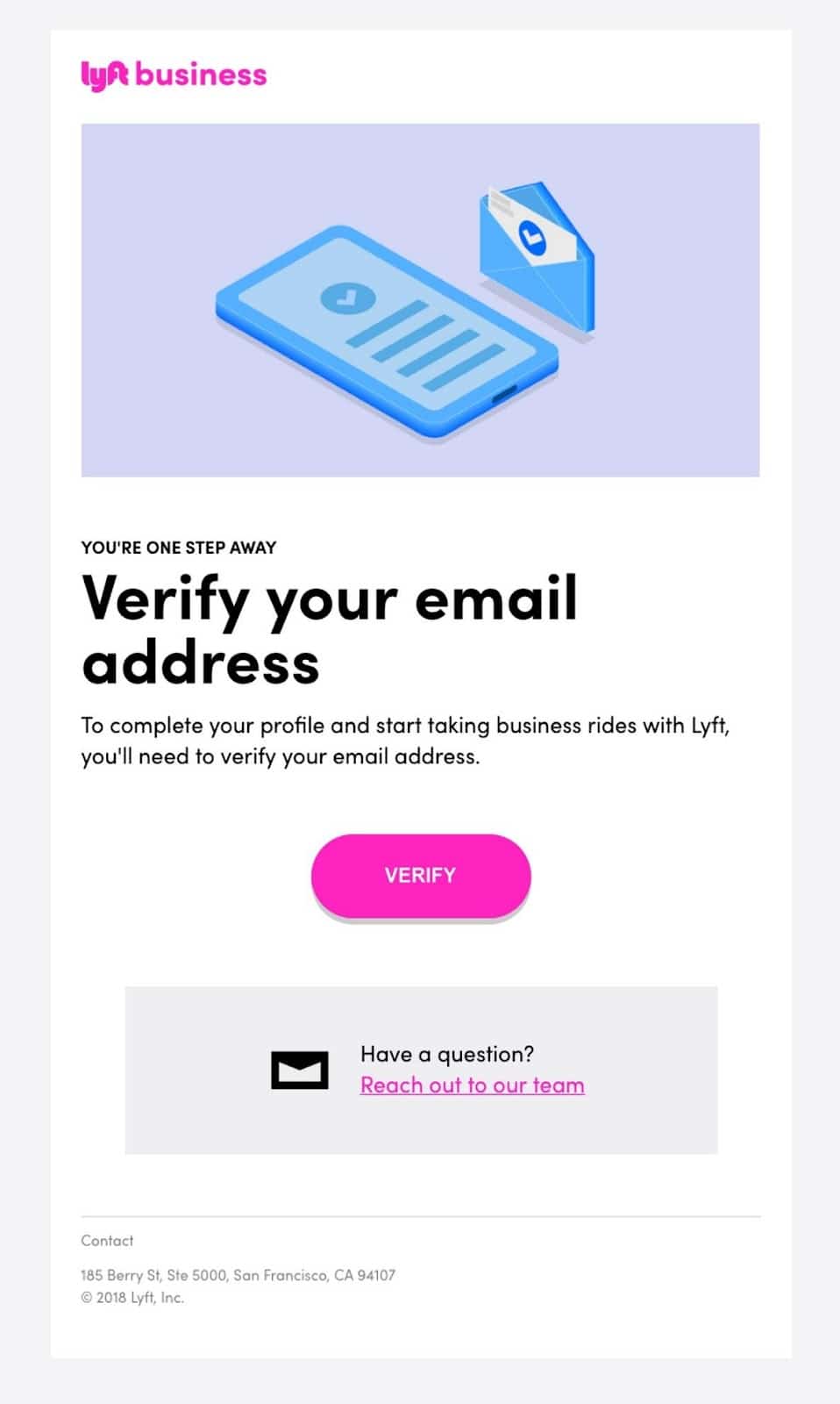 Lyft business email example