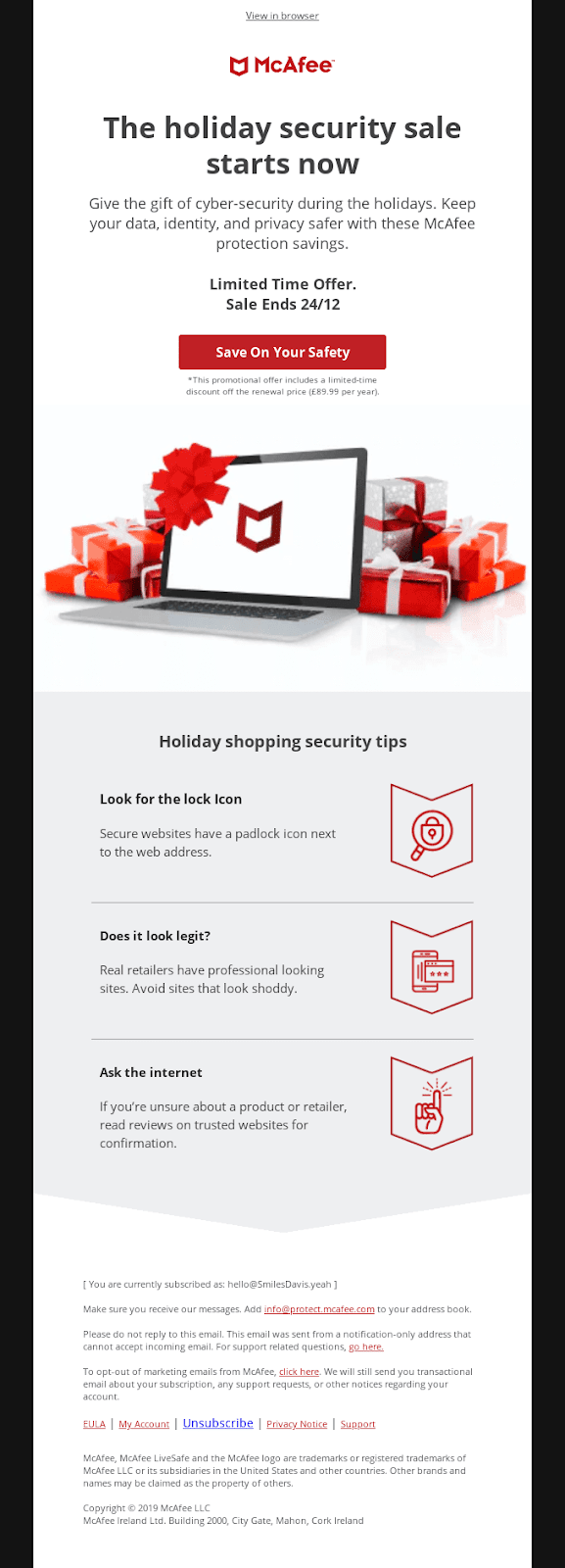 McAfee email example