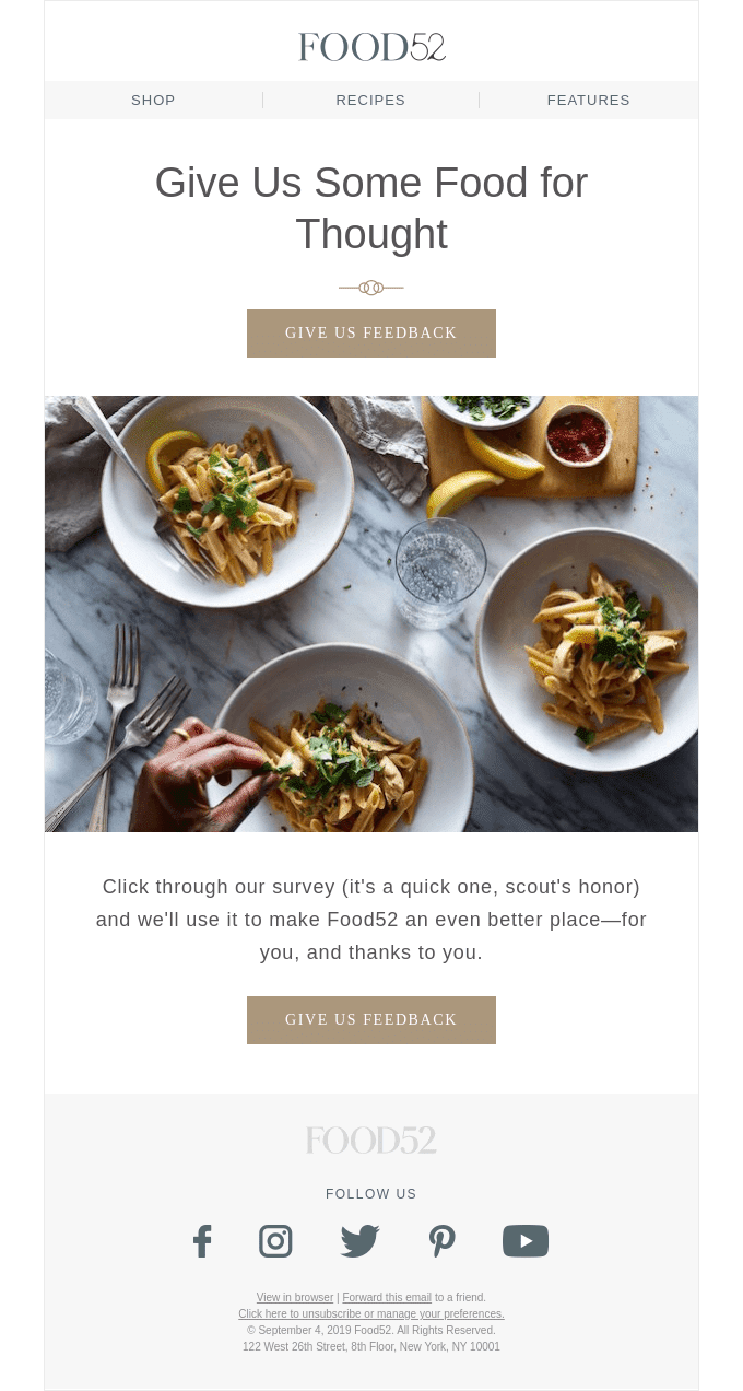 Food52 email example