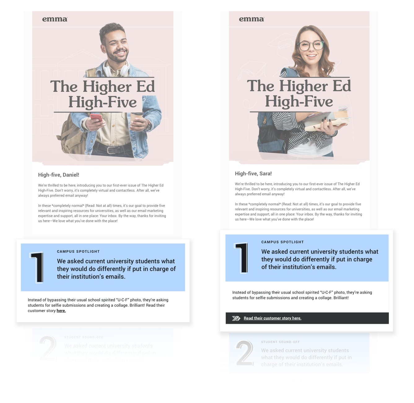 A/B testing newsletter example