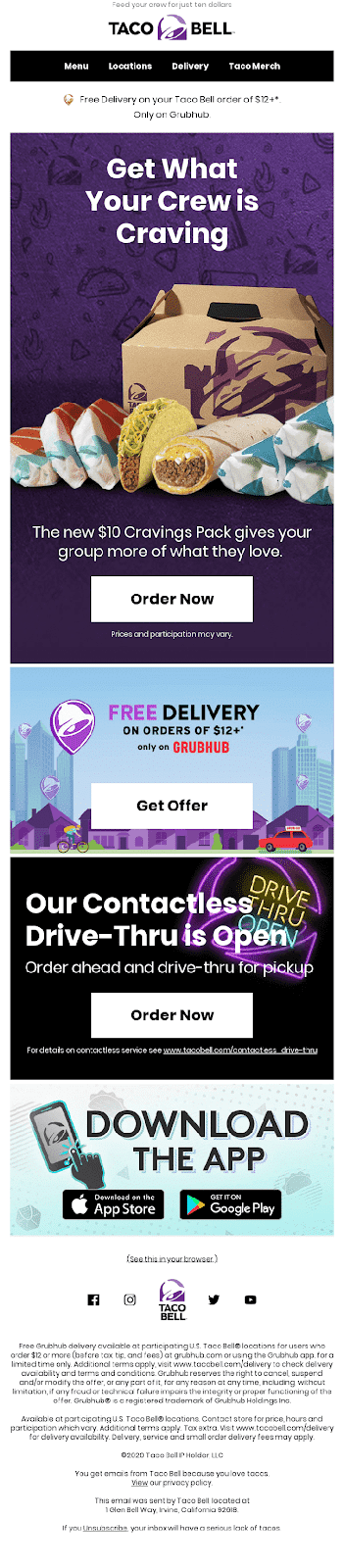 taco bell new product email example