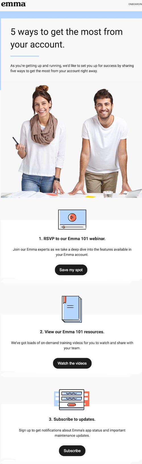 content-based-email-example: Here’s an example of Emma’s content-based automated email.