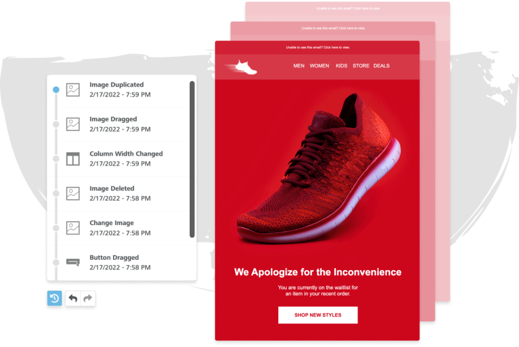 Red running shoe on device
