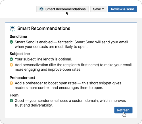 Screenshot of Emma's new smart features