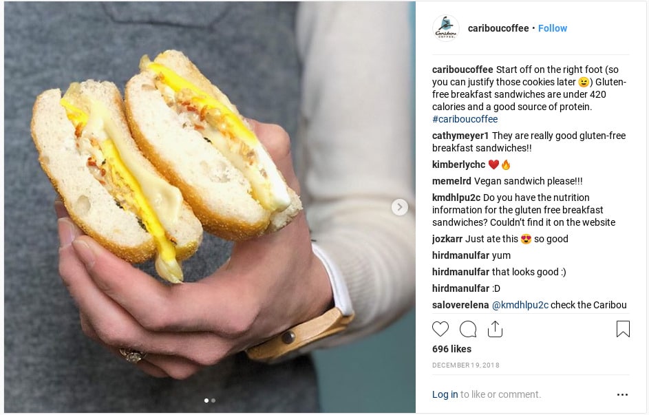 Caribou Coffee Instagram post