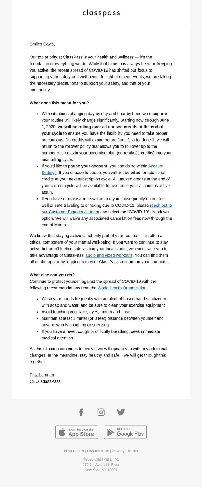 fitness marketing email example