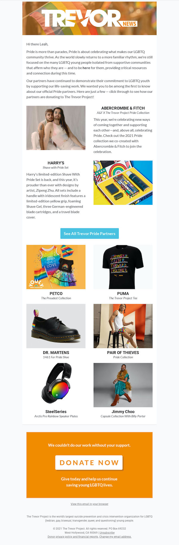 The Trevor Project email