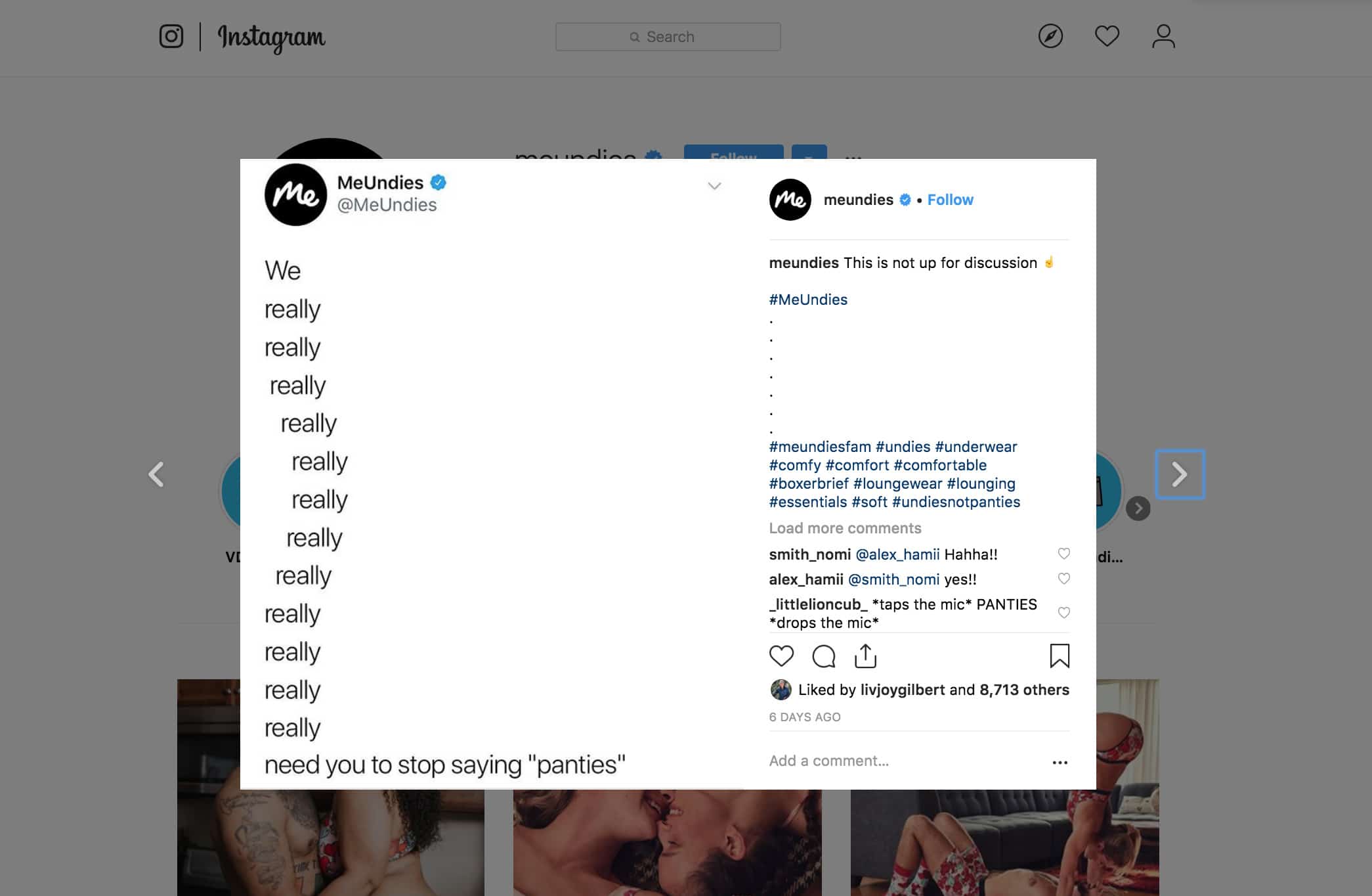 MeUndies instagram ads