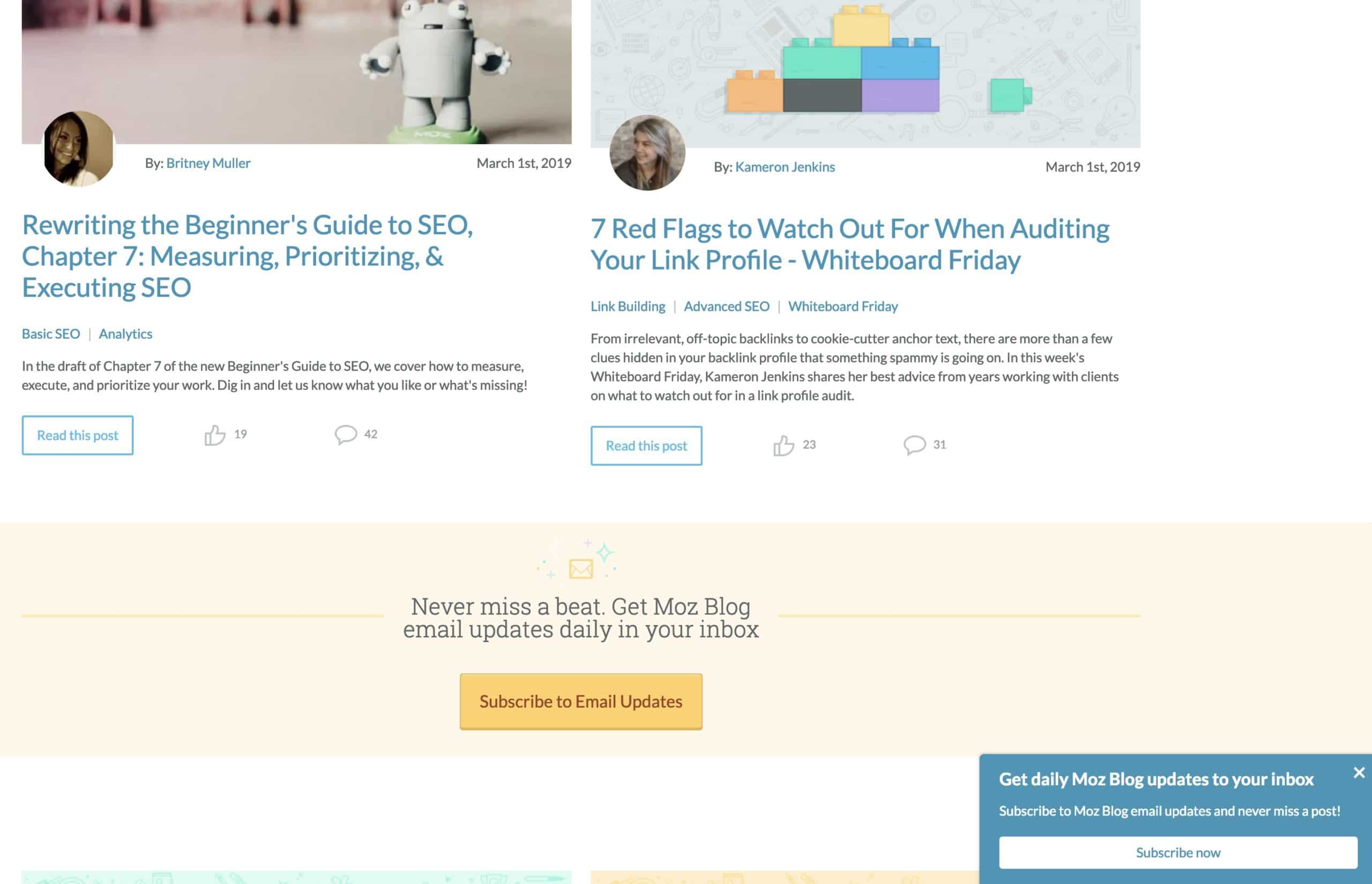 One of the easiest ways to grow an email list is with a simple sign-up form on your homepage or landing pages.
