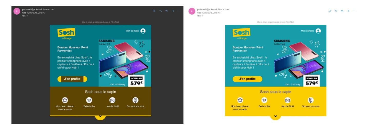 Partial dark mode design