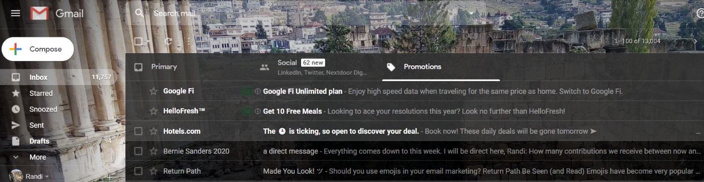 Gmail dark mode