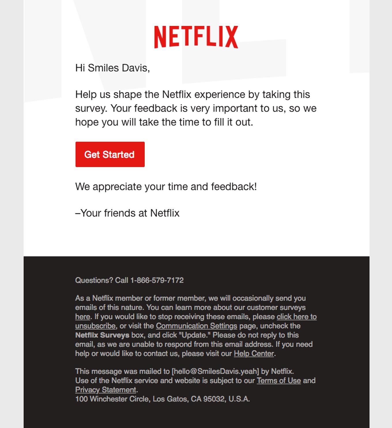 Netflix subject line example