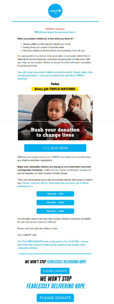 Use a customer appreciation email to remind subscribers they’re part of the greater good.