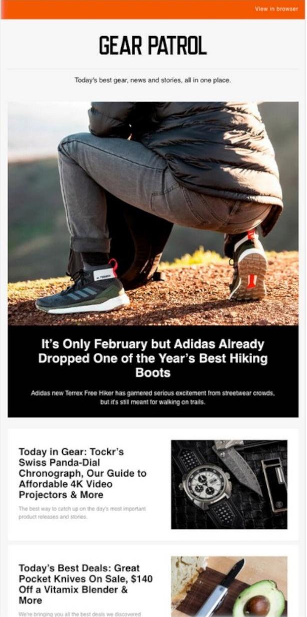 Gear Patrol email example