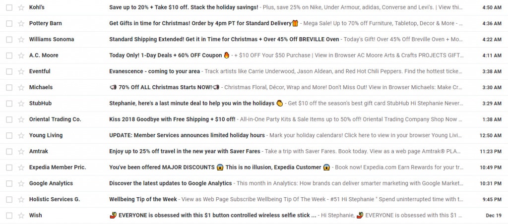 low open rate email example