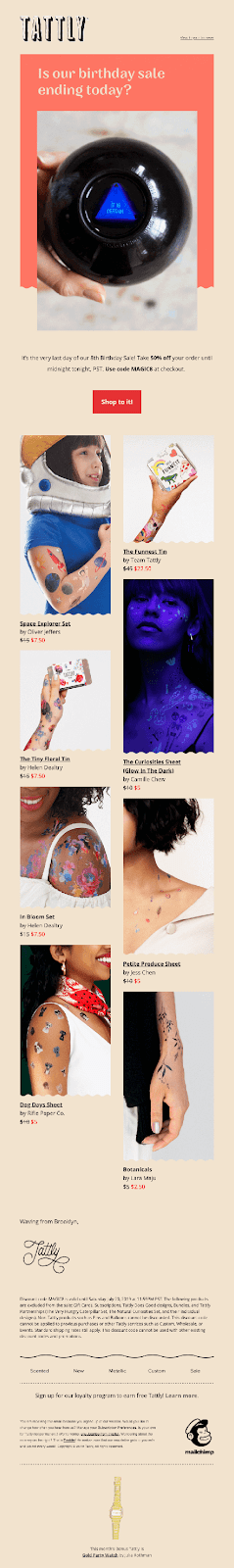 Tattly does a great job at pairing two different fonts together while still staying on point with their brand standards.
