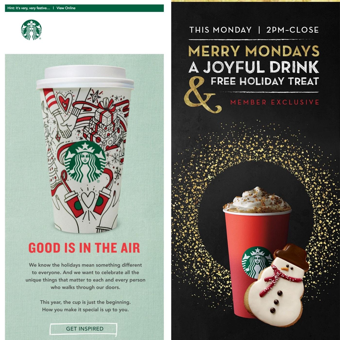 Holiday Starbucks email examples