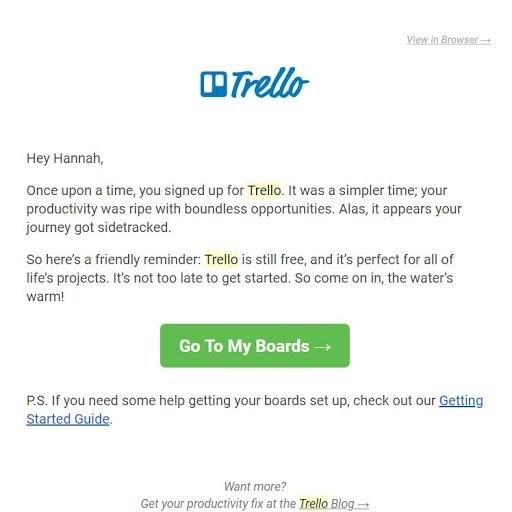 Trello email marketing examples