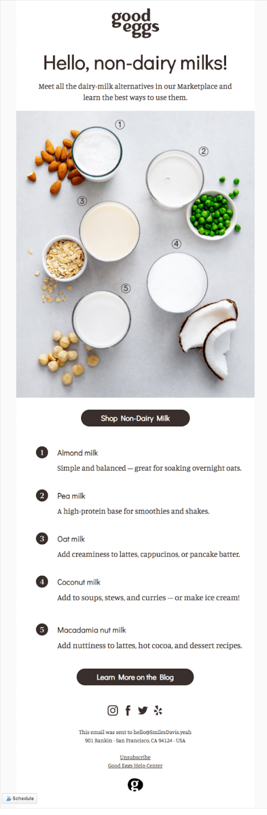 When to use email marketing Good Eggs brand awareness campaign