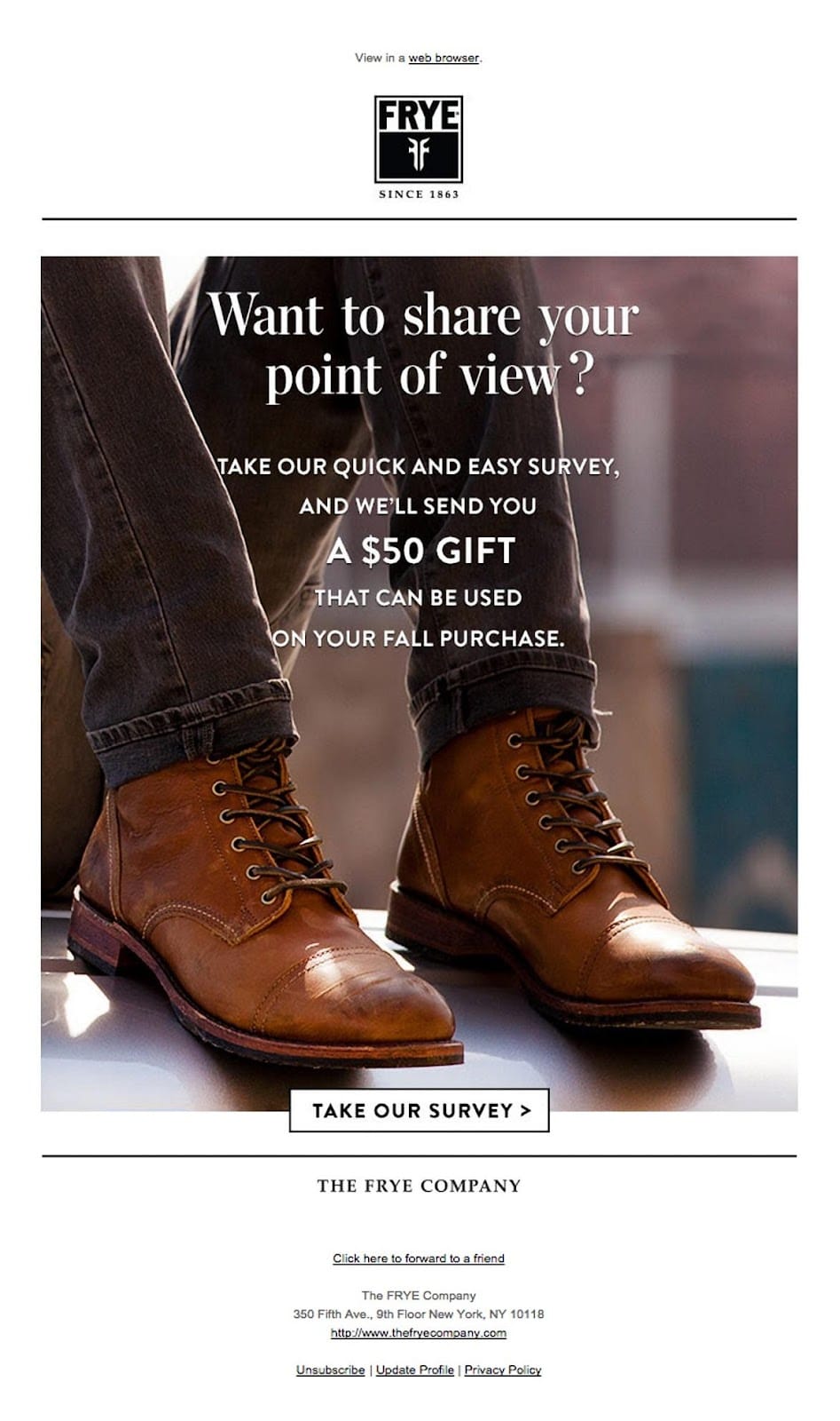 Frye subject line example