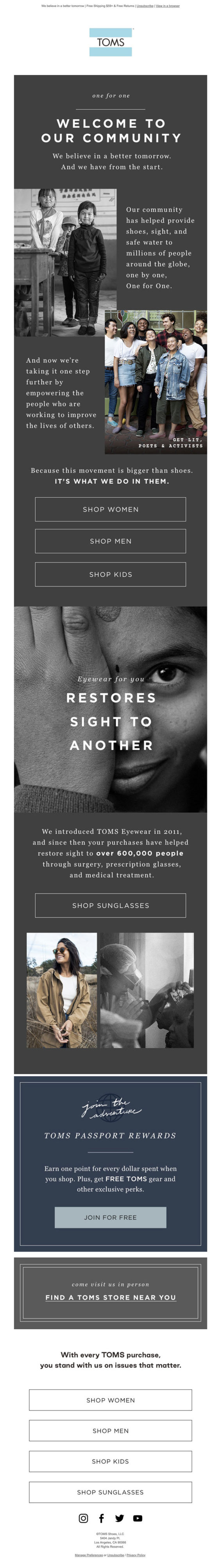 The first thing you notice about this welcome email is the welcoming header and compelling images at the top.
