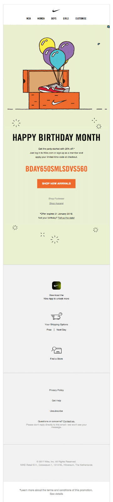 Nike email example