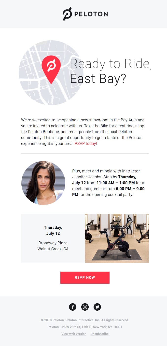 Peloton email example