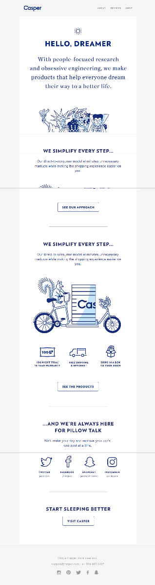 Triggered email examples: Casper welcome email