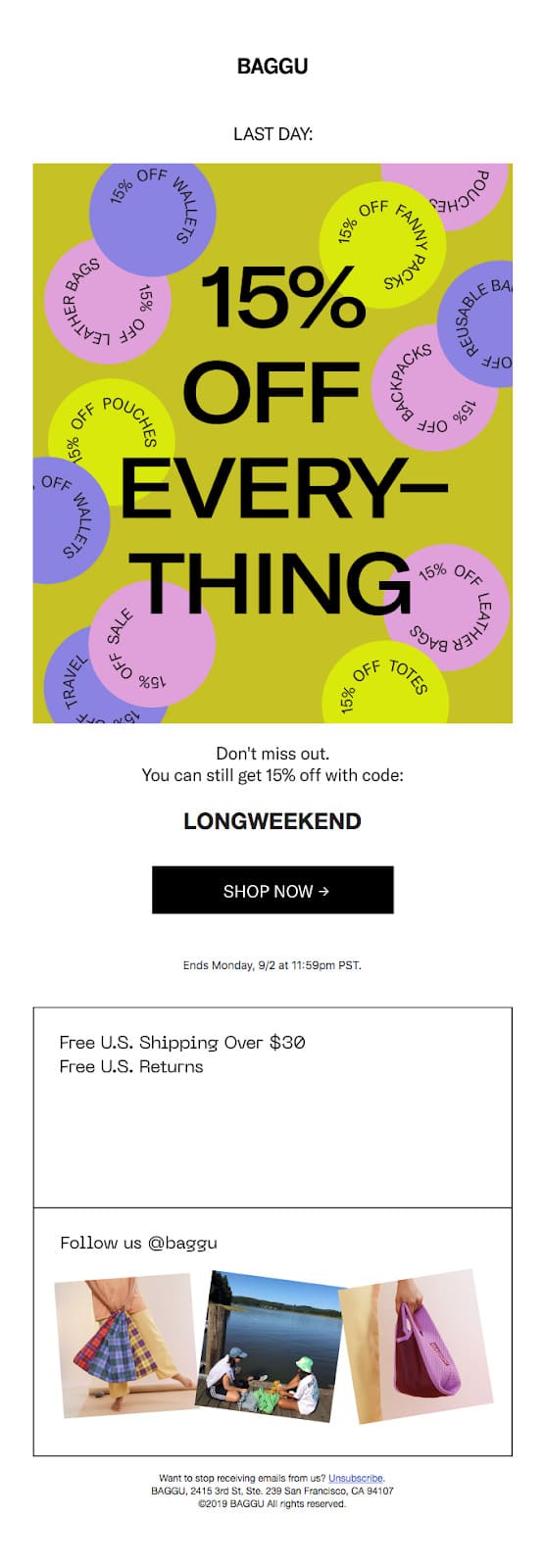 Baggu 15% day off