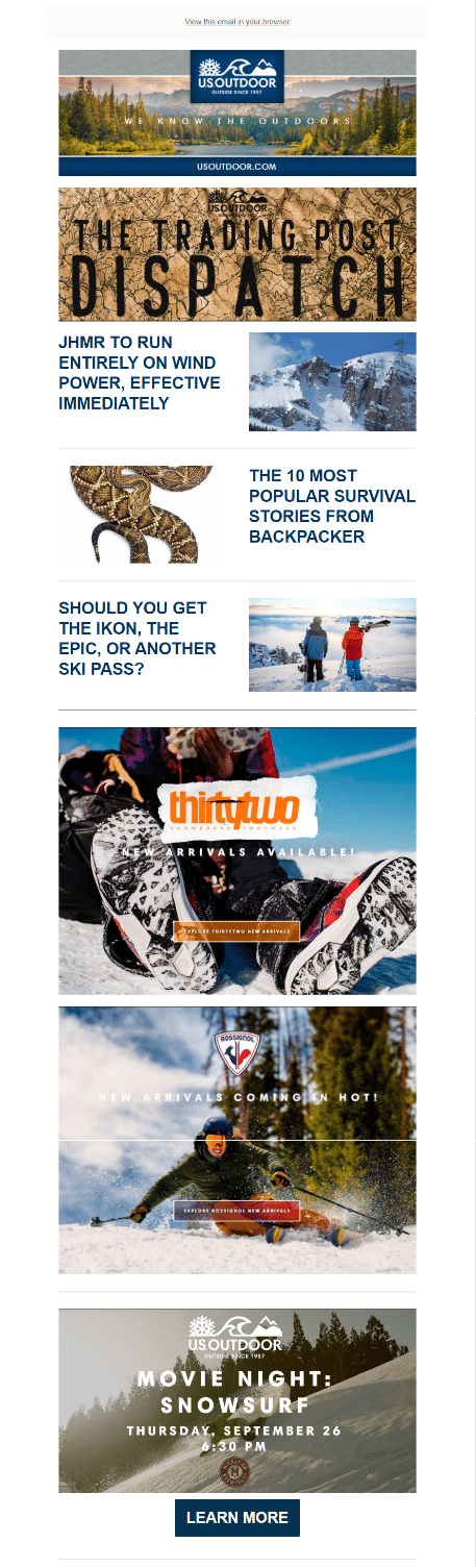 Triggered email examples: curated blog posts.