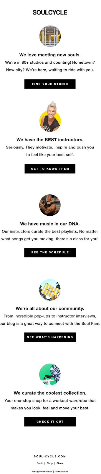soul cycle value proposition email