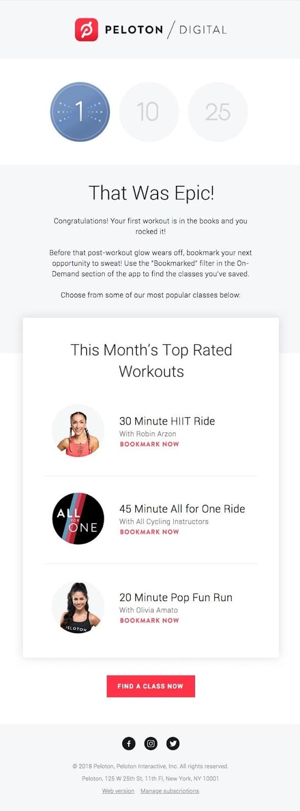 Peloton digital email