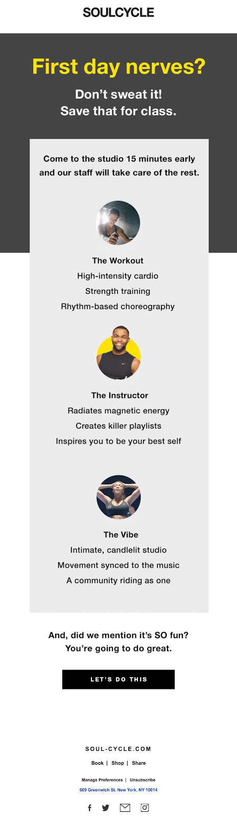 soucycle first day nerves email