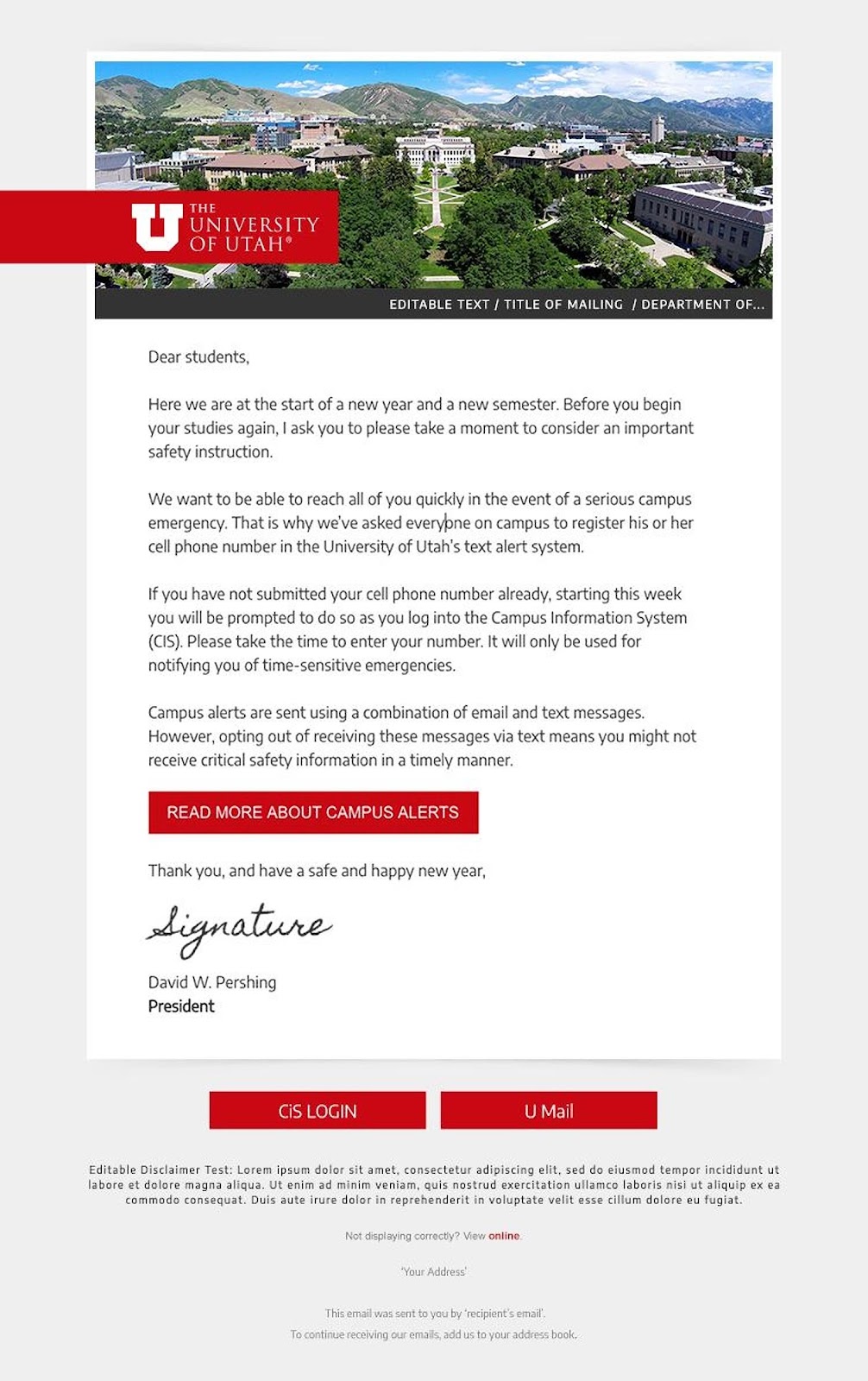 University of Utah email example